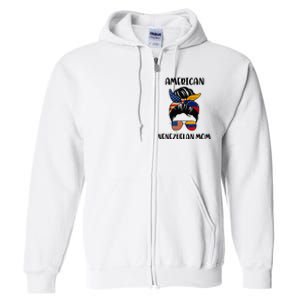 Half Venezuelan American Mom Messy Bun Flag Mothers Day Full Zip Hoodie