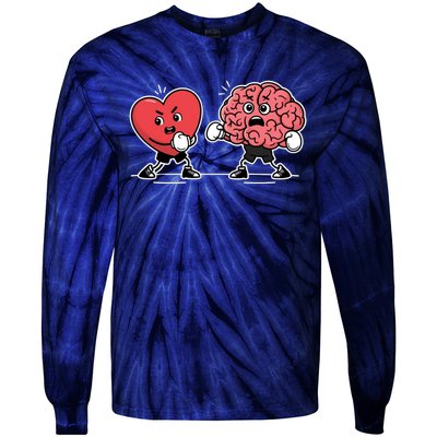 Heart Vs Brain Boxing Funny Anatomy For Rn Doctors And Nurses Tie-Dye Long Sleeve Shirt