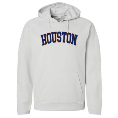 Houston Vintage Blue Orange Performance Fleece Hoodie