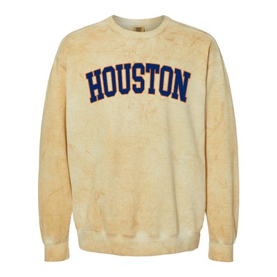 Houston Vintage Blue Orange Colorblast Crewneck Sweatshirt