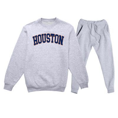 Houston Vintage Blue Orange Premium Crewneck Sweatsuit Set