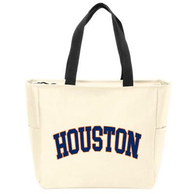 Houston Vintage Blue Orange Zip Tote Bag