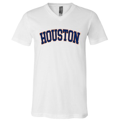 Houston Vintage Blue Orange V-Neck T-Shirt