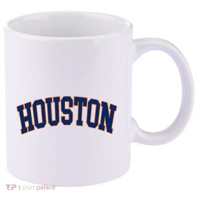 Houston Vintage Blue Orange 11oz C Handle Ceramic Mug