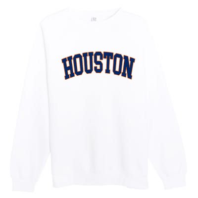 Houston Vintage Blue Orange Premium Crewneck Sweatshirt