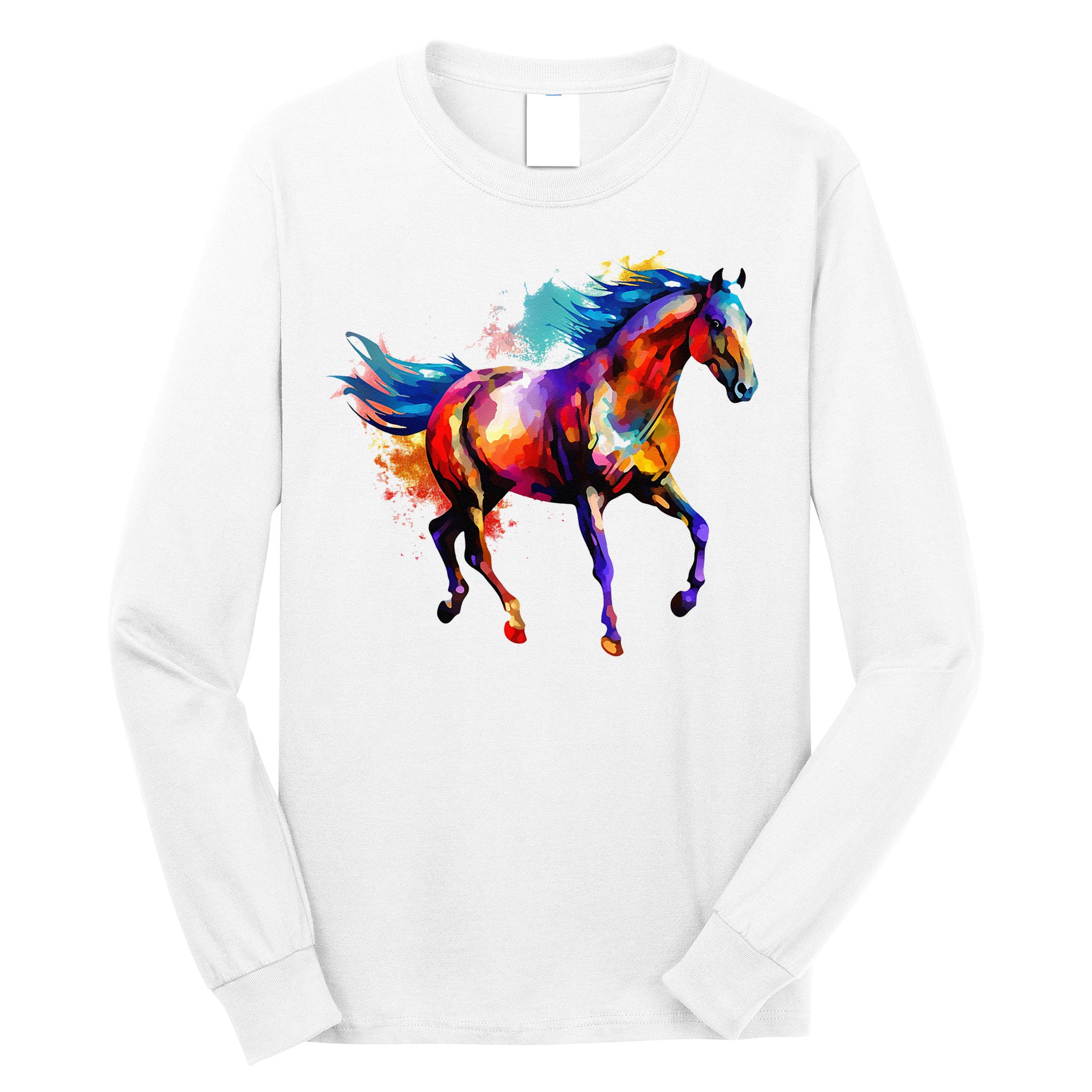 Horse Vivid Colors Riding Horse Horseback Horse Long Sleeve Shirt