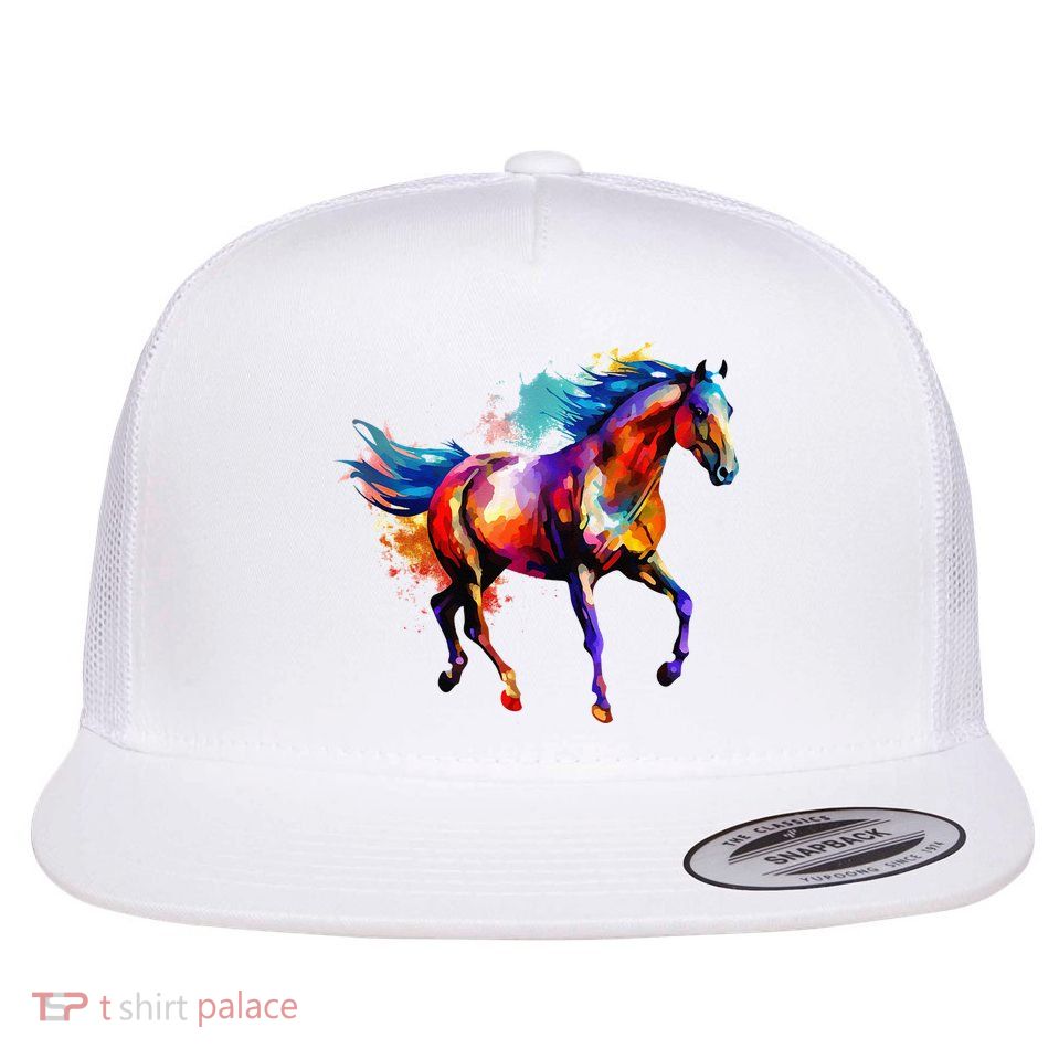 Horse Vivid Colors Riding Horse Horseback Horse Flatbill Hat