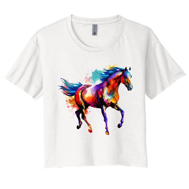 Horse Vivid Colors Riding Horse Horseback Horse Crop Top