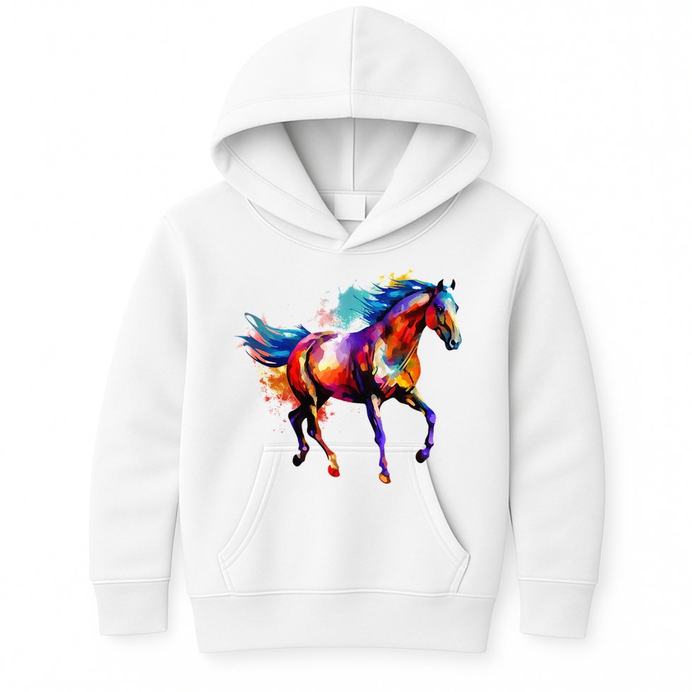Horse Vivid Colors Riding Horse Horseback Horse Kids Hoodie