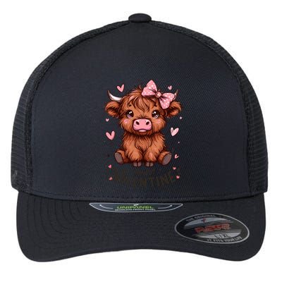 Howdy Valentine Cute Highland Cow Graphic Cow Lover Gift Flexfit Unipanel Trucker Cap