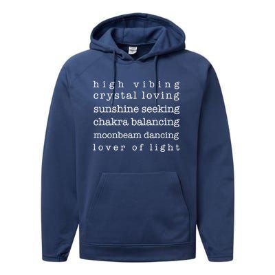 High Vibing Crystal Loving Sunshine Seeking Chakra Balancing Gift Performance Fleece Hoodie