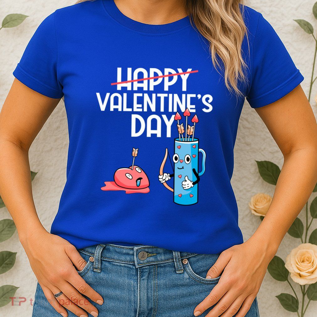 Happy Valentines Day Cute Gift Funny Cupid Bow And Arrow Heart Gift Womens T-Shirt