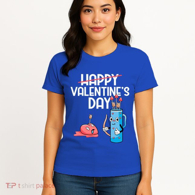 Happy Valentines Day Cute Gift Funny Cupid Bow And Arrow Heart Gift Womens T-Shirt
