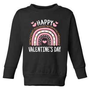 Happy Valentines Day Leopard Rainbow Toddler Sweatshirt