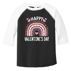 Happy Valentines Day Leopard Rainbow Toddler Fine Jersey T-Shirt