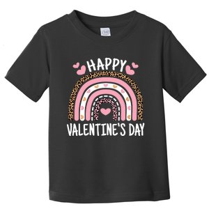 Happy Valentines Day Leopard Rainbow Toddler T-Shirt