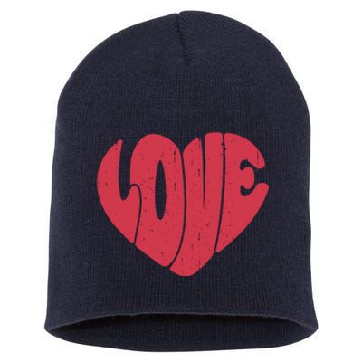 Happy Valentine's Day Love Hearts Retro Wo Short Acrylic Beanie