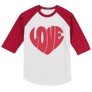 Happy Valentine's Day Love Hearts Retro Wo Kids Colorblock Raglan Jersey