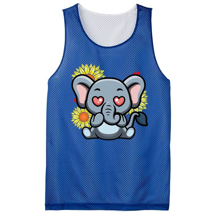 Happy Valentine's Day Elephant Sunflower Heart Valentine Cool Gift Mesh Reversible Basketball Jersey Tank