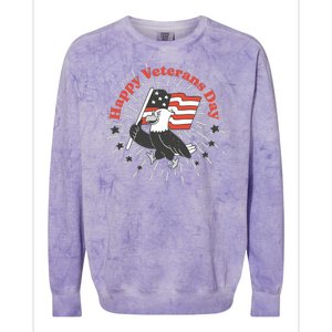 Happy Veterans Day Eagle Colorblast Crewneck Sweatshirt