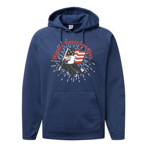 Happy Veterans Day Eagle Performance Fleece Hoodie