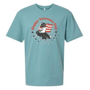 Happy Veterans Day Eagle Sueded Cloud Jersey T-Shirt