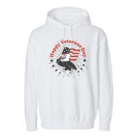 Happy Veterans Day Eagle Garment-Dyed Fleece Hoodie