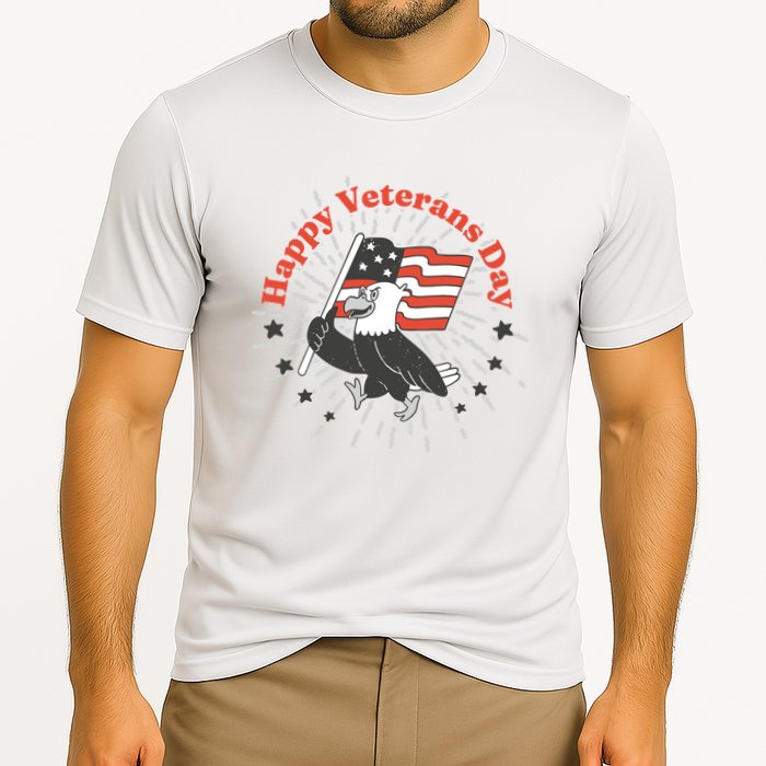 Happy Veterans Day Eagle Cooling Performance Crew T-Shirt