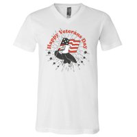 Happy Veterans Day Eagle V-Neck T-Shirt