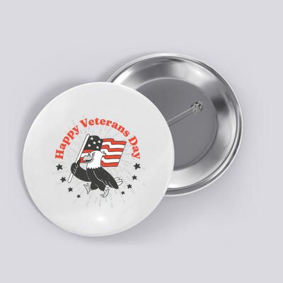 Happy Veterans Day Eagle Button