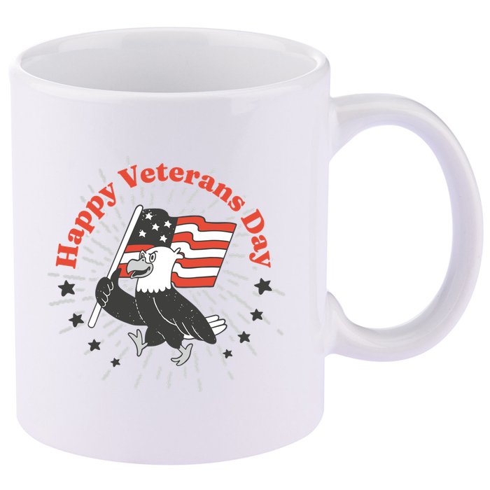 Happy Veterans Day Eagle 11oz C Handle Ceramic Mug