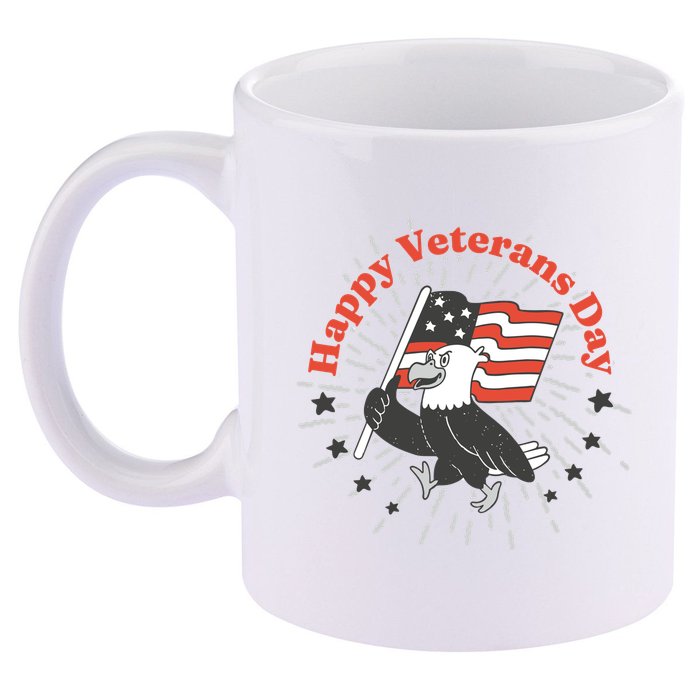 Happy Veterans Day Eagle 11oz C Handle Ceramic Mug