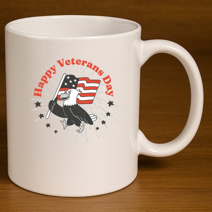 Happy Veterans Day Eagle 11oz C Handle Ceramic Mug