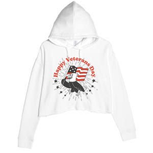 Happy Veterans Day Eagle Crop Fleece Hoodie