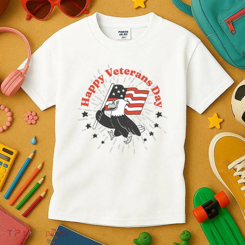 Happy Veterans Day Eagle Kids T-Shirt