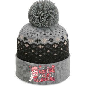 Happy Valentines Day Coffee Is My Valentines Groovy Skull Funny Gift The Baniff Cuffed Pom Beanie