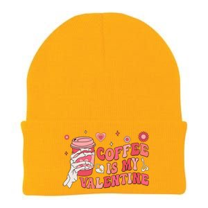 Happy Valentines Day Coffee Is My Valentines Groovy Skull Funny Gift Knit Cap Winter Beanie