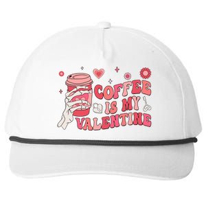 Happy Valentines Day Coffee Is My Valentines Groovy Skull Funny Gift Snapback Five-Panel Rope Hat