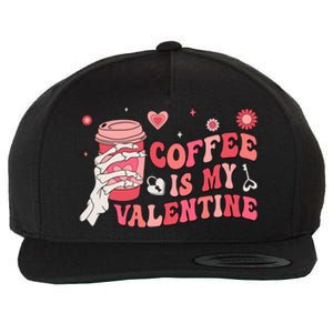 Happy Valentines Day Coffee Is My Valentines Groovy Skull Funny Gift Wool Snapback Cap