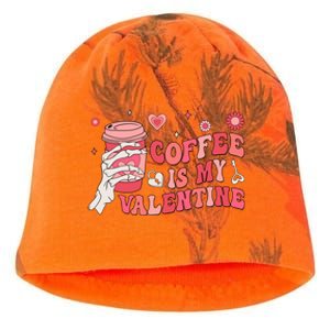 Happy Valentines Day Coffee Is My Valentines Groovy Skull Funny Gift Kati - Camo Knit Beanie