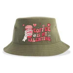 Happy Valentines Day Coffee Is My Valentines Groovy Skull Funny Gift Sustainable Bucket Hat