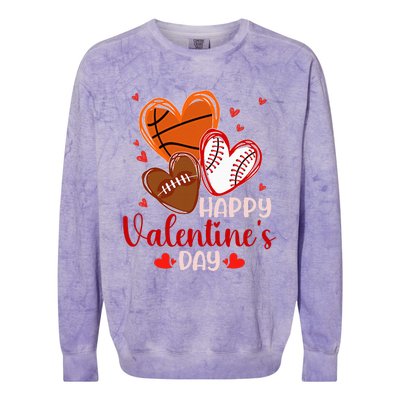 Happy Valentines Day Basketball Baseball Football  Colorblast Crewneck Sweatshirt