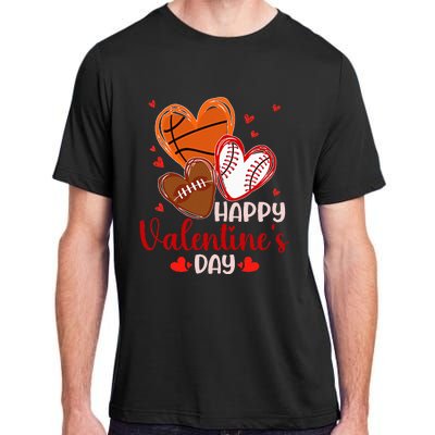 Happy Valentines Day Basketball Baseball Football  Adult ChromaSoft Performance T-Shirt