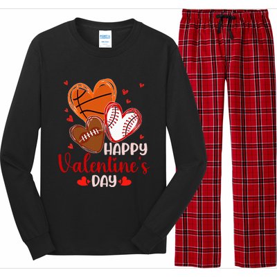 Happy Valentines Day Basketball Baseball Football  Long Sleeve Pajama Set