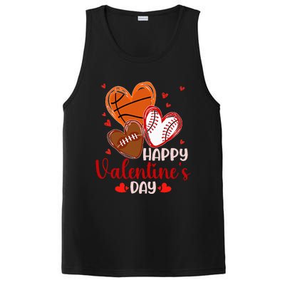 Happy Valentines Day Basketball Baseball Football  PosiCharge Competitor Tank