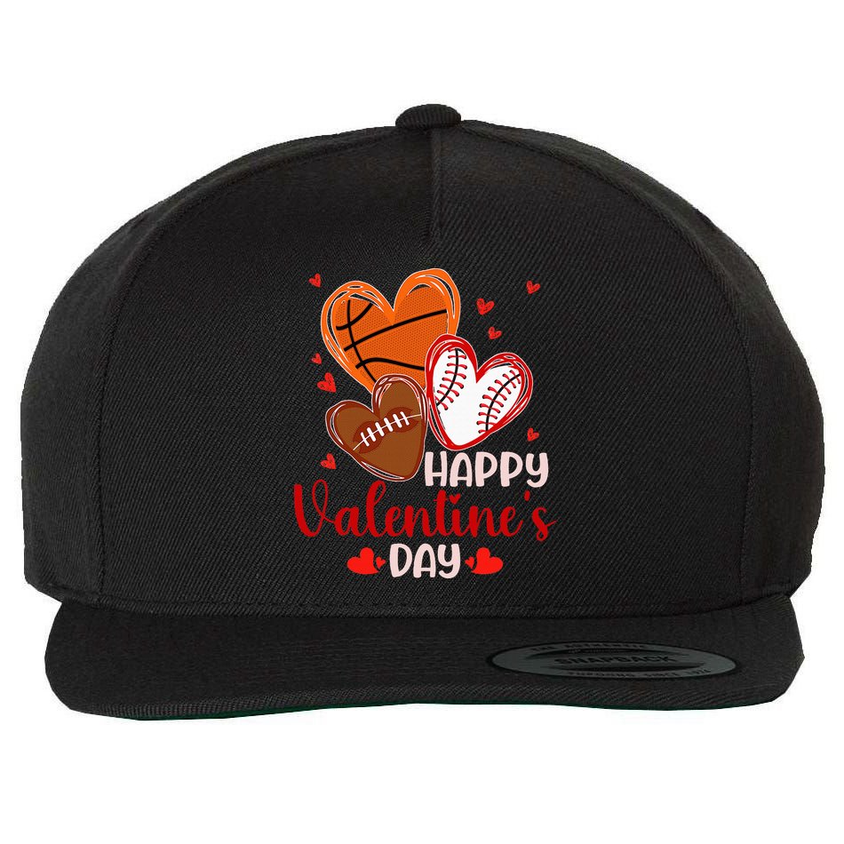 Happy Valentines Day Basketball Baseball Football  Wool Snapback Cap
