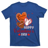 Happy Valentines Day Basketball Baseball Football  T-Shirt