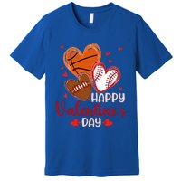 Happy Valentines Day Basketball Baseball Football  Premium T-Shirt