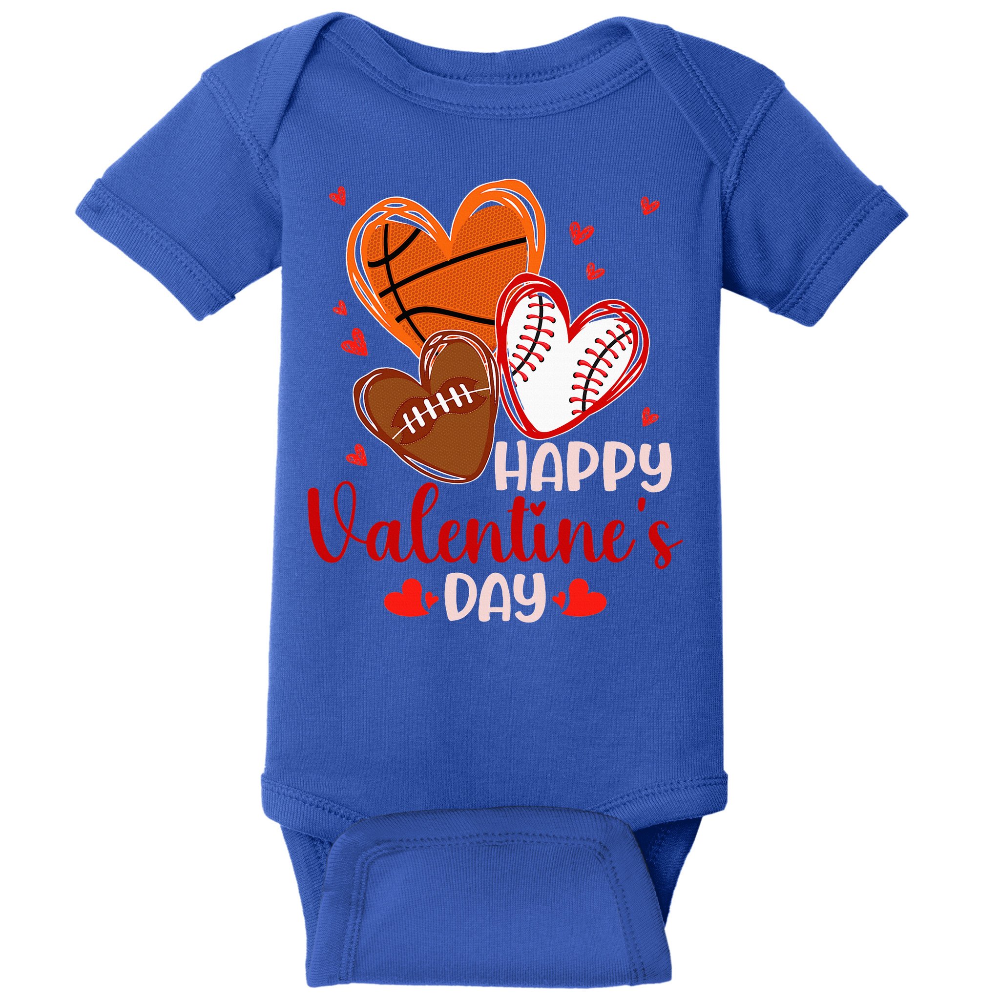 Happy Valentines Day Basketball Baseball Football  Baby Bodysuit