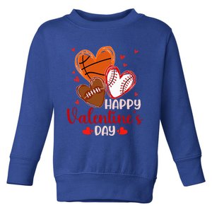 Happy Valentines Day Basketball Baseball Football  Toddler Sweatshirt